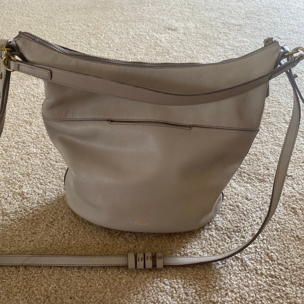 Fossil Women's Taupe Leather Hobo Bag